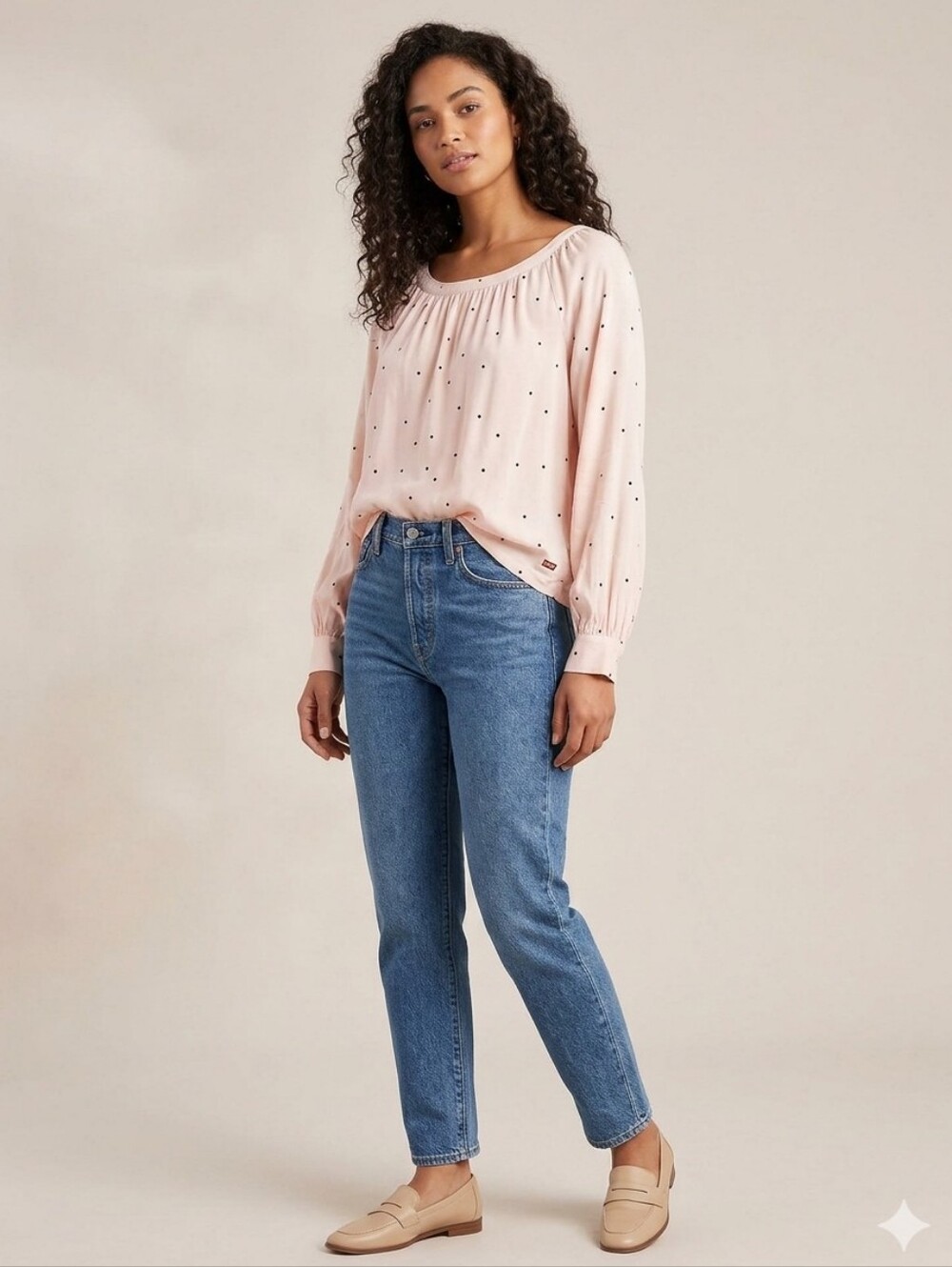 Levi's Light Pink Blouse with Black Polka Dots
